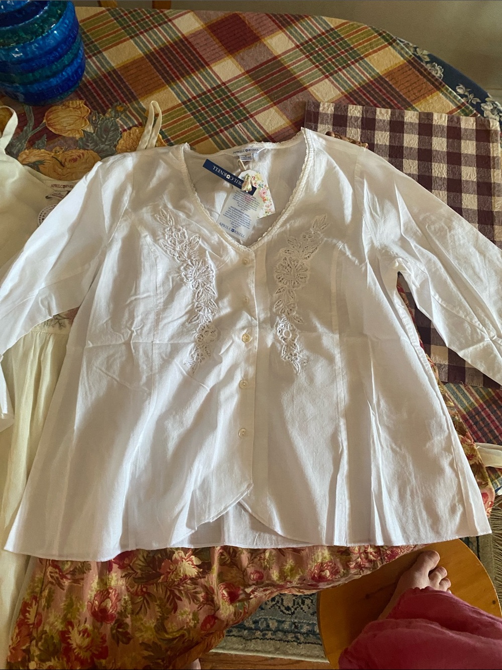 Vintage dead stock April Cornell white blouse